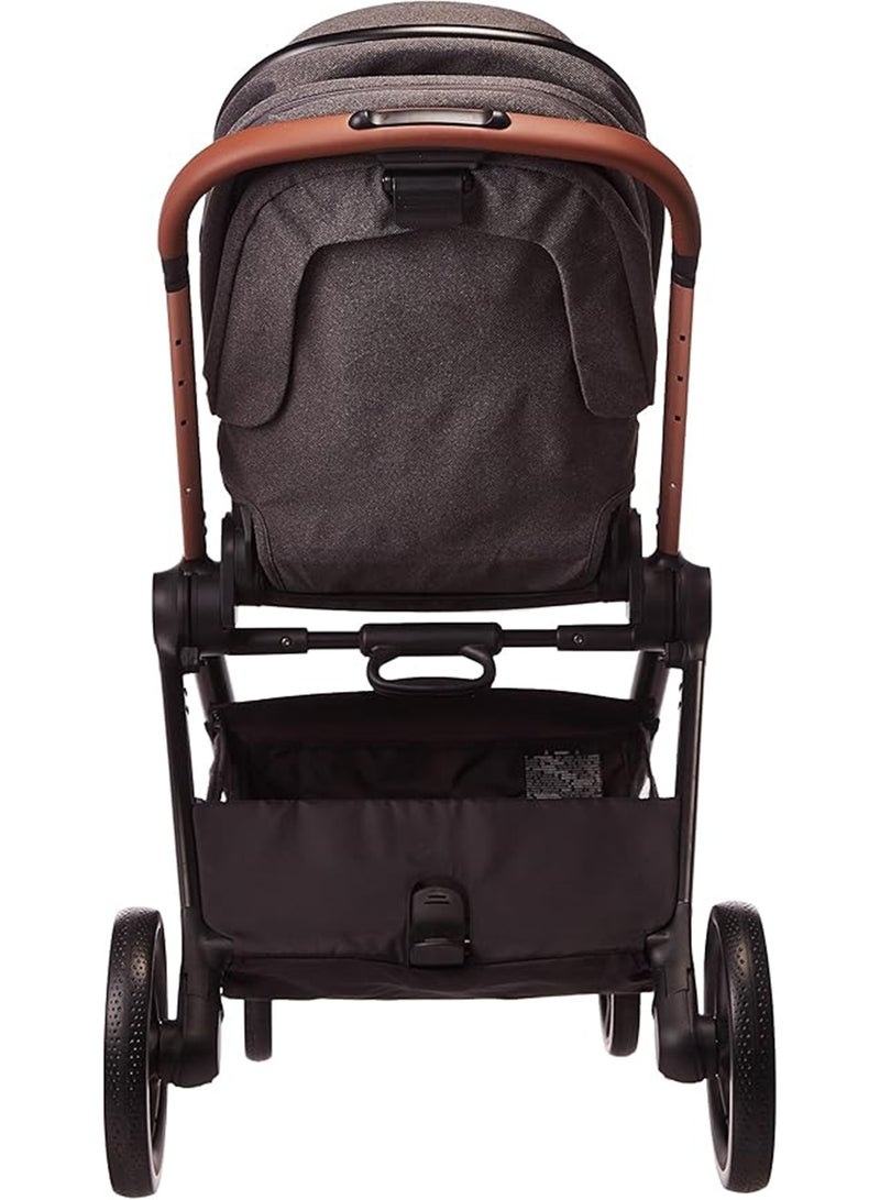 Chicco - Mysa Stroller - Newborn Comfort with Reversible Seat, Shock Absorbing Wheels UV Canopy, Black Satin, Foldable Design - Image 1