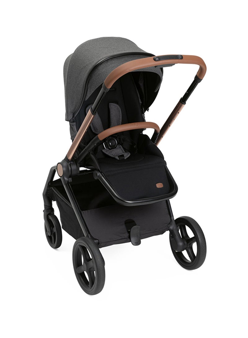 Chicco Mysa Stroller - Newborn Comfort with Reversible Seat, Shock Absorbing Wheels UV Canopy, Black Satin, Foldable Design  - Image 1