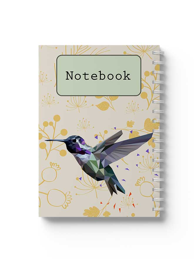 LOWHA Spiral Notebook Polygonal Design With Bird Green/Purple/Yellow  - Image 1