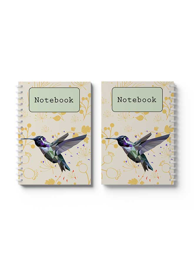 LOWHA Spiral Notebook Polygonal Design With Bird Green/Purple/Yellow  - Image 3