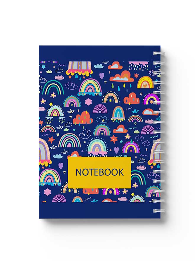 LOWHA Spiral Notebook Boho Weather Pattern Blue/Yellow/Pink - Image 1