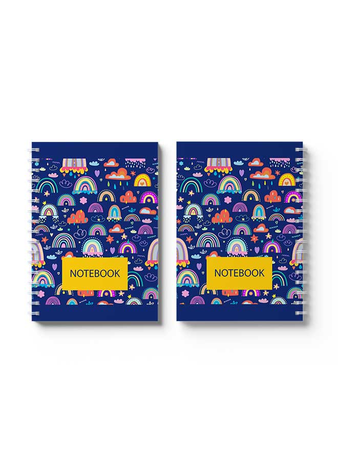 LOWHA Spiral Notebook Boho Weather Pattern Blue/Yellow/Pink - Image 3