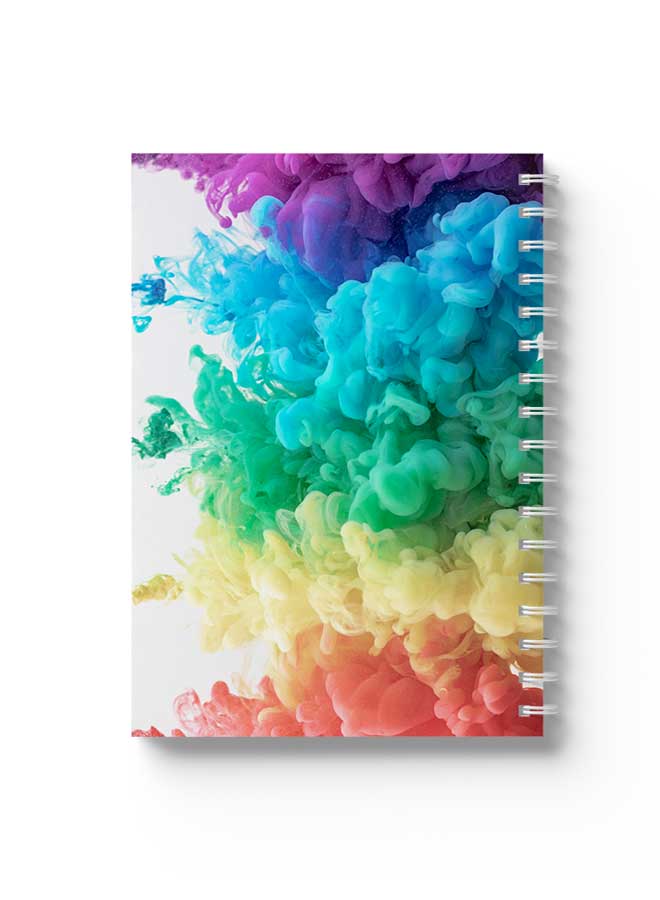 LOWHA Spiral Notebook Abstract Colored Smokes Bg1 Green/Blue/Yellow/White - Image 1