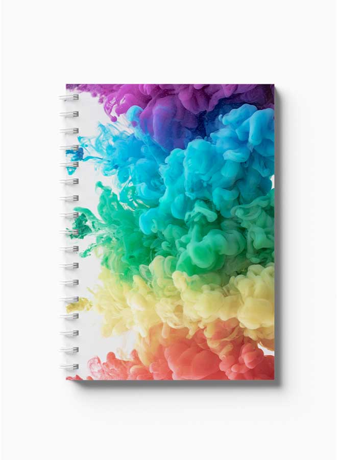 LOWHA Spiral Notebook Abstract Colored Smokes Bg1 Green/Blue/Yellow/White - Image 2
