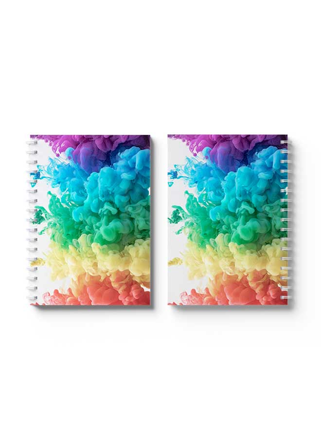LOWHA Spiral Notebook Abstract Colored Smokes Bg1 Green/Blue/Yellow/White - Image 3