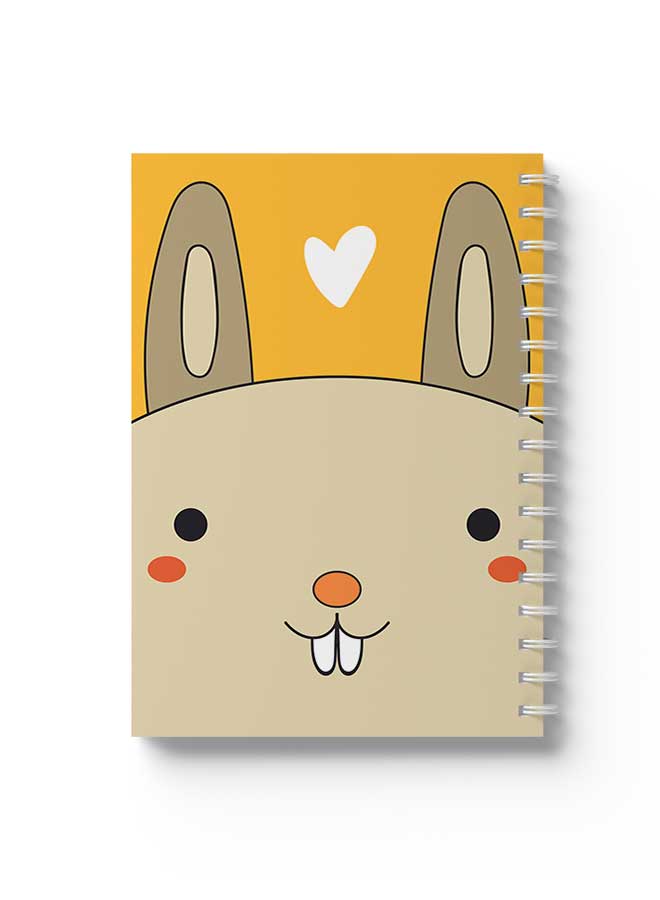 LOWHA Spiral Notebook Heart Shape With Rabbit Yellow/Brown/Black/White - Image 1
