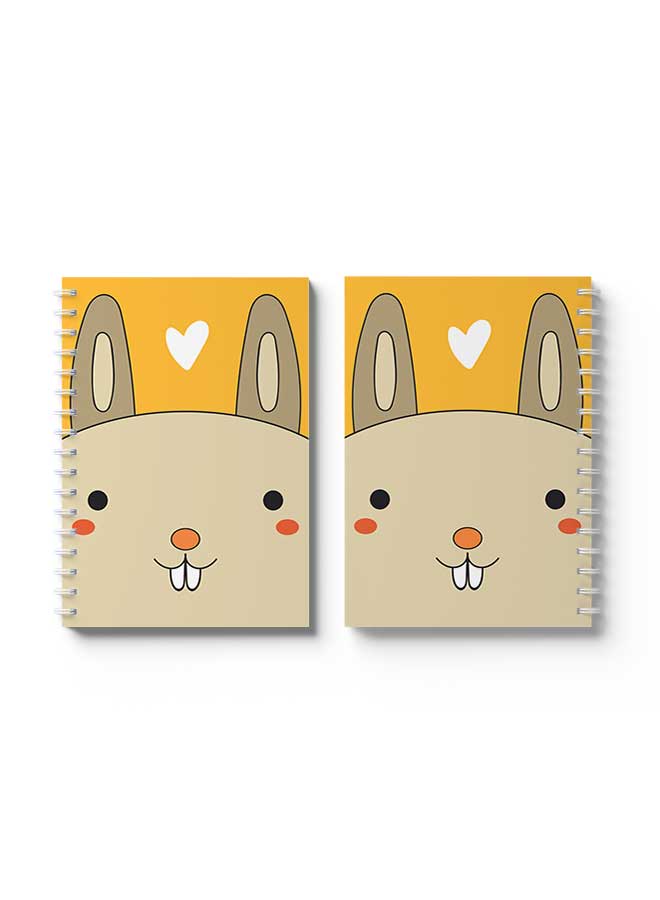 LOWHA Spiral Notebook Heart Shape With Rabbit Yellow/Brown/Black/White - Image 3