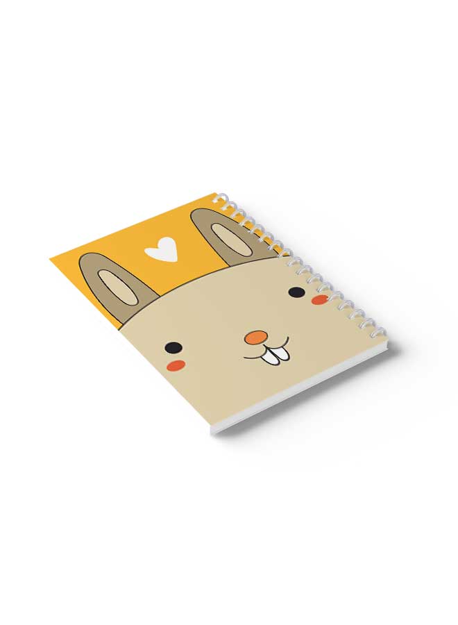 LOWHA Spiral Notebook Heart Shape With Rabbit Yellow/Brown/Black/White - Image 4