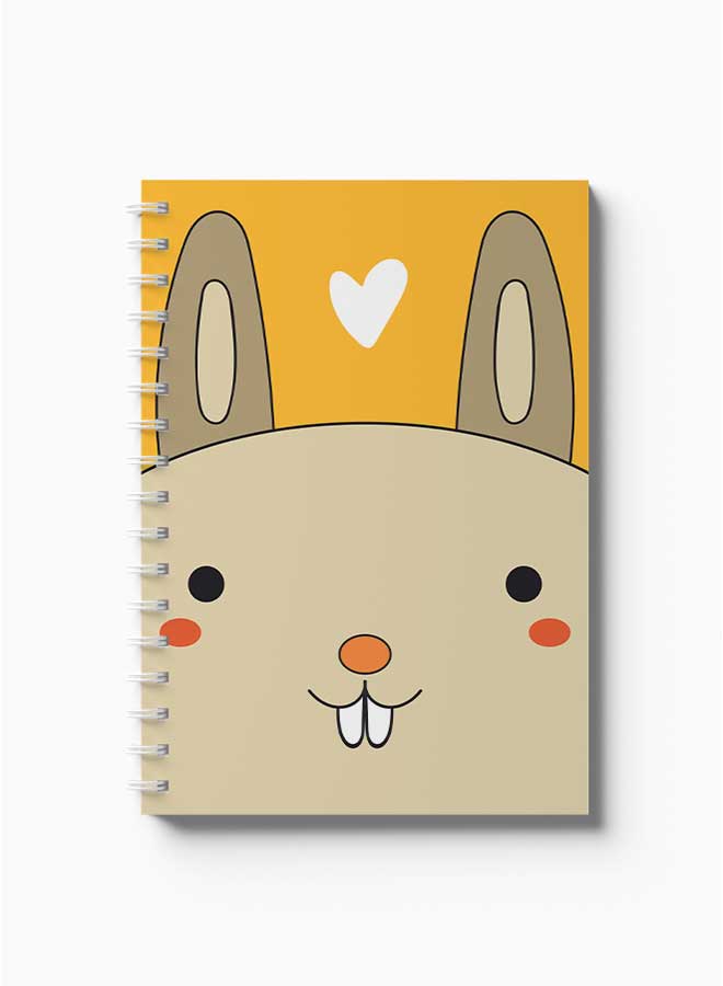 LOWHA Spiral Notebook Heart Shape With Rabbit Yellow/Brown/Black/White - Image 2