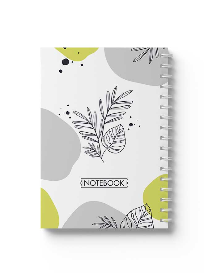 LOWHA Spiral Notebook Hand Draw Floral Design Black/White/Yellow  - Image 1