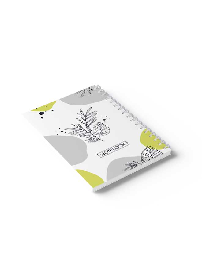 LOWHA Spiral Notebook Hand Draw Floral Design Black/White/Yellow  - Image 4