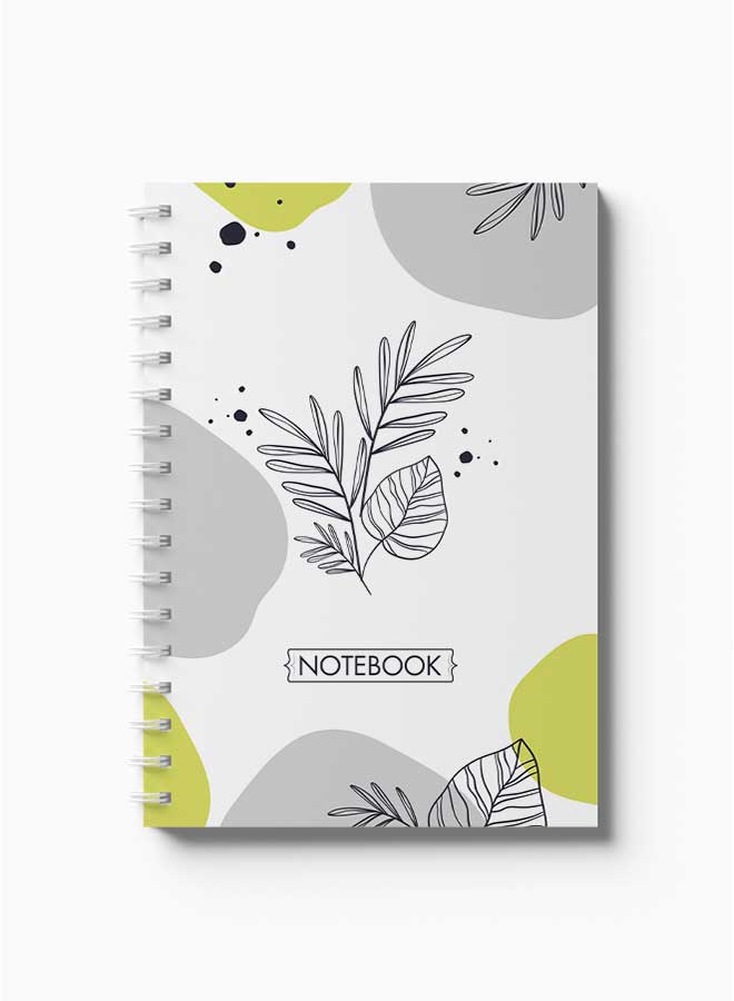 LOWHA Spiral Notebook Hand Draw Floral Design Black/White/Yellow  - Image 2