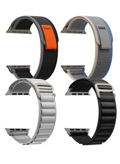 4 Packs For Apple iWatch Bands Nylon Alpine And Trail Bands Compatible With Apple iWatch For Men Women Replacement Strap 49Mm 45Mm 44Mm 42Mm For iWatch Series Ultra/8/7/6/5/4/3/2/1/SE Multicolour