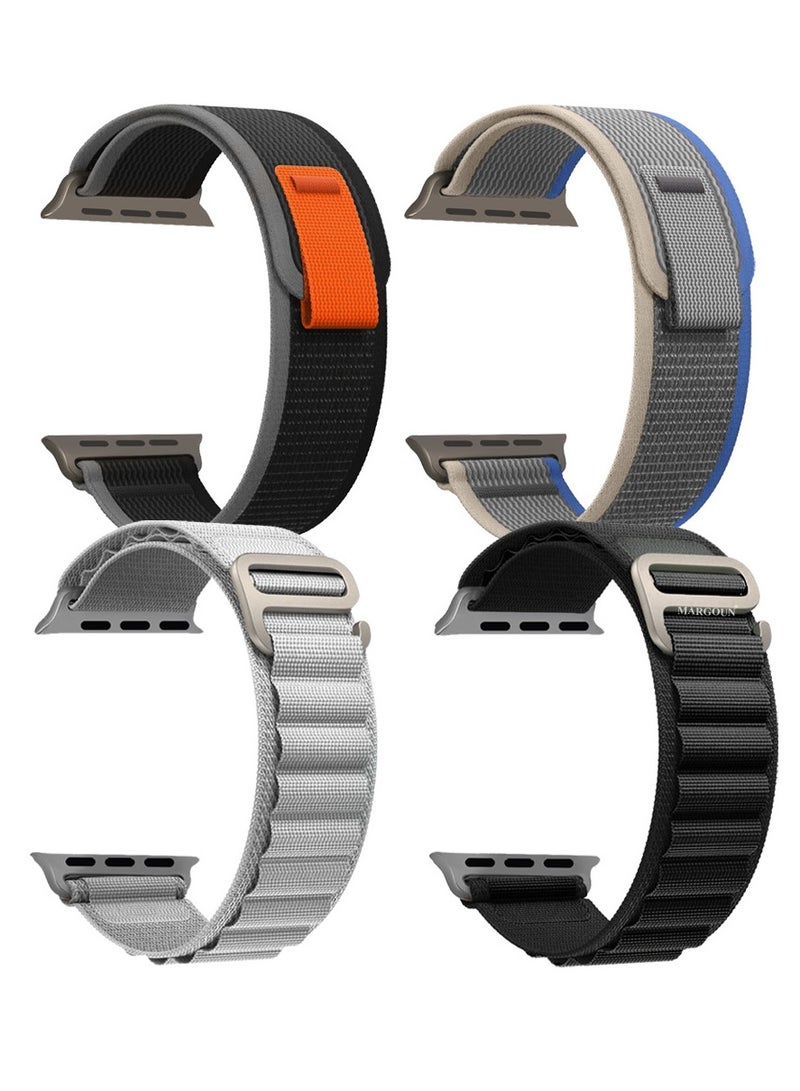 MARGOUN - 4 Packs For Apple iWatch Bands Nylon Alpine And Trail Bands Compatible With Apple iWatch For Men Women Replacement Strap 49Mm 45Mm 44Mm 42Mm For iWatch Series Ultra/8/7/6/5/4/3/2/1/SE Multicolour - Image 1