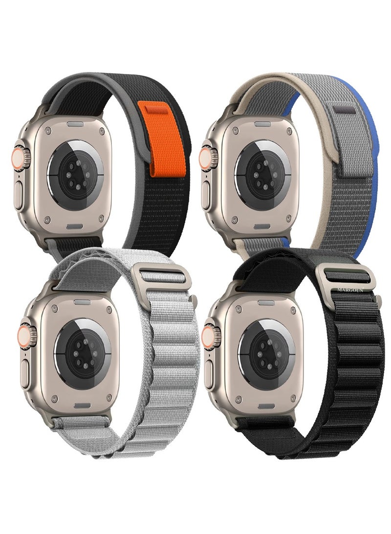 MARGOUN - 4 Packs For Apple iWatch Bands Nylon Alpine And Trail Bands Compatible With Apple iWatch For Men Women Replacement Strap 49Mm 45Mm 44Mm 42Mm For iWatch Series Ultra/8/7/6/5/4/3/2/1/SE Multicolour - Image 1