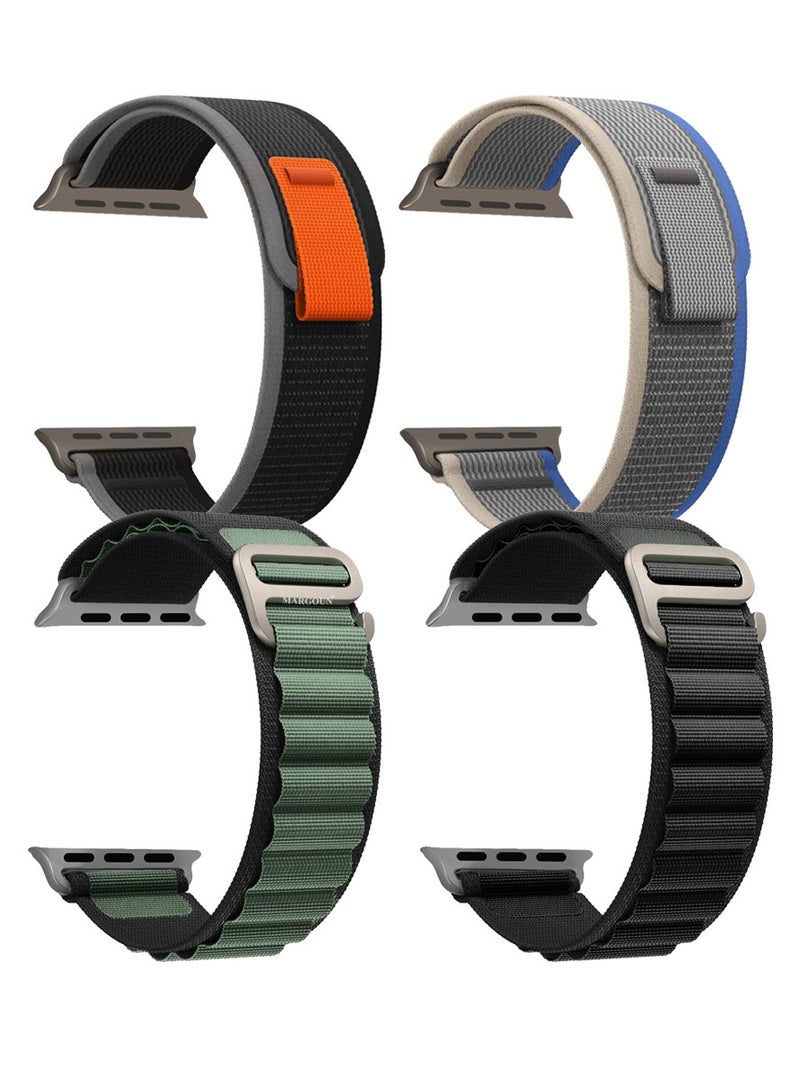 MARGOUN - 4 Packs For Apple iWatch Bands Nylon Alpine And Trail Bands Compatible With Apple iWatch For Men Women Replacement Strap 49Mm 45Mm 44Mm 42Mm For iWatch Series Ultra/8/7/6/5/4/3/2/1/SE Multicolour - Image 1