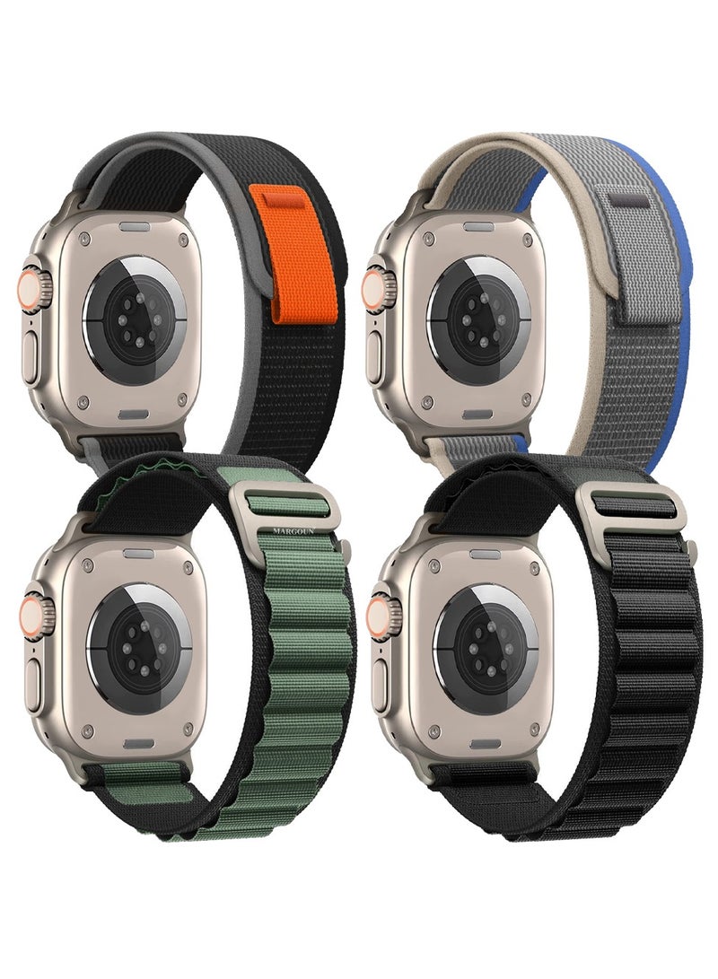 MARGOUN - 4 Packs For Apple iWatch Bands Nylon Alpine And Trail Bands Compatible With Apple iWatch For Men Women Replacement Strap 49Mm 45Mm 44Mm 42Mm For iWatch Series Ultra/8/7/6/5/4/3/2/1/SE Multicolour - Image 1