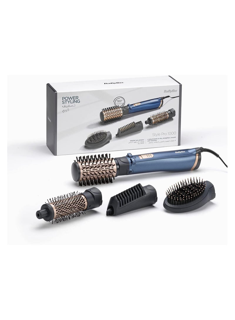 babyliss - Hair Styler Pro 1000 38mm Thermal Brush With 2,2m Swivel Cord Rotating 50mm Soft Bristle Brush With 2 Heats Plus a Cool Design and Saloon Quality As965sde Purple/Black - Image 1