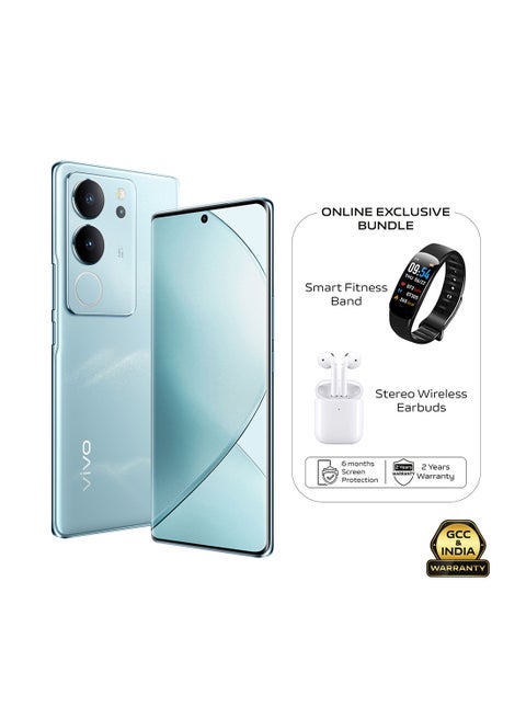 V29 5G Peak Blue، تأثير جسيمات ثلاثي الأبعاد مع زجاج، 12 جيجا بايت + 8 جيجا بايت رام 256 جيجا بايت، بورتريه ماستر - مع سماعات أذن هدايا، سوار لياقة ذكي واستبدال الشاشة لمدة 6 أشهر