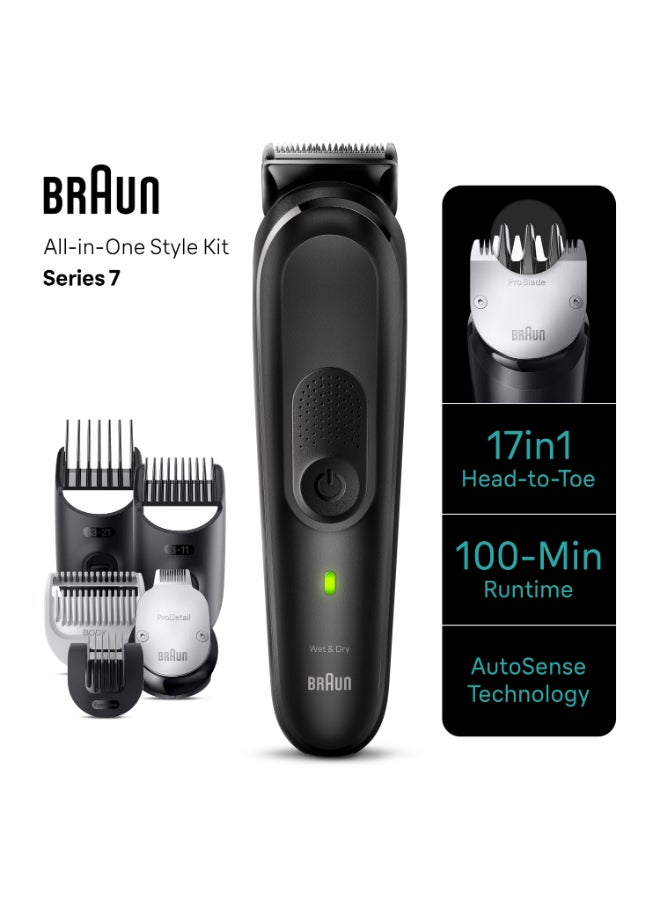 براون مجموعة العناية بالجسم بالكامل 17 في 1 الكل في واحد من السلسلة 7 مقاومة للماء مع حقيبة سفر ممتازة وحامل شحن - Image 4