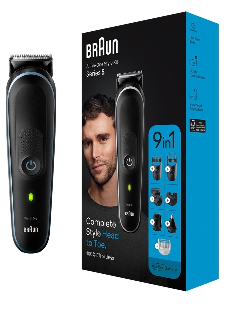 BRAUN - MGK5420 Series 5 Men's 9-in-1 Multi-Groomer For Body, Hair, Ear and Nose, Waterproof Design, Rechargeable - Image 1
