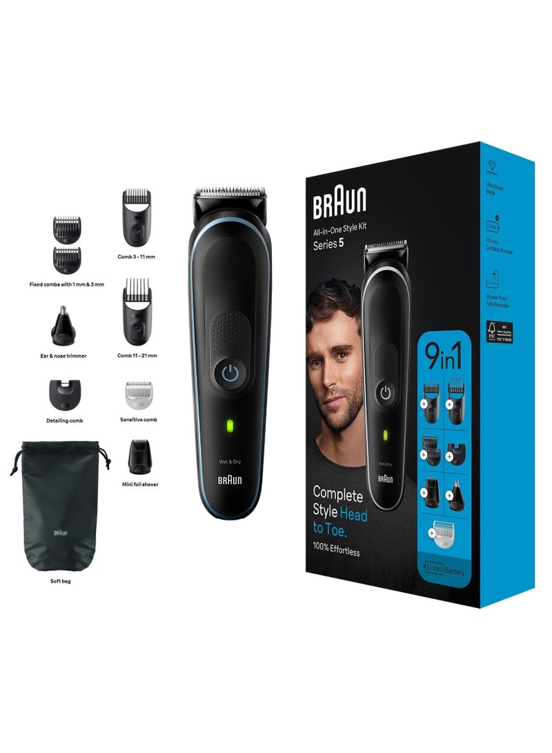 BRAUN - MGK5420 Series 5 Men's 9-in-1 Multi-Groomer For Body, Hair, Ear and Nose, Waterproof Design, Rechargeable - Image 1
