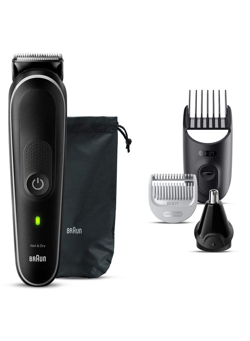 براون ماكينة الحلاقة المتعددة 9 في 1 للرجال من السلسلة الخامسة للجسم والشعر والأذن والأنف، تصميم مقاوم للماء، قابلة لإعادة الشحن - Image 3