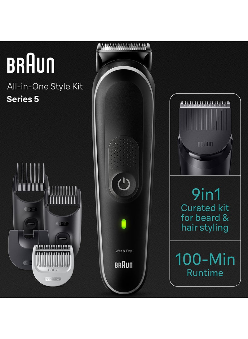 براون ماكينة الحلاقة المتعددة 9 في 1 للرجال من السلسلة الخامسة للجسم والشعر والأذن والأنف، تصميم مقاوم للماء، قابلة لإعادة الشحن - Image 4