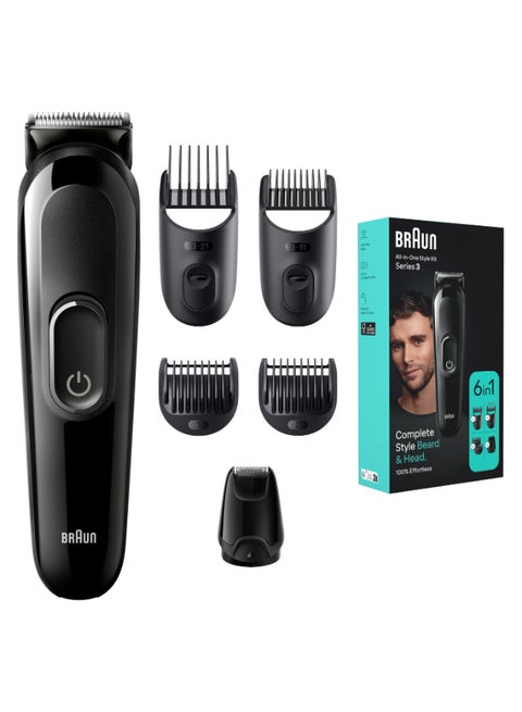 Braun All-In-One Style Kit Series 3 3410, 6-in-1 Kit for Beard, Hair & More black