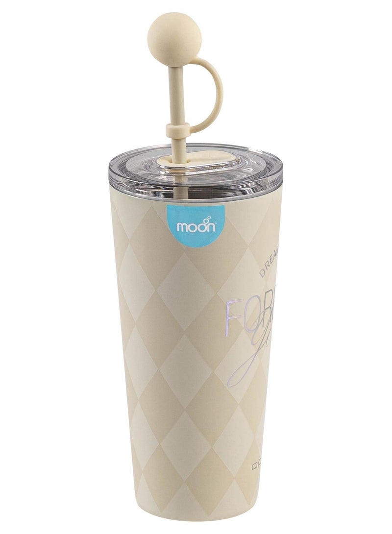 Moon Double Wall Smoothie Cup With Straw - White - Image 1