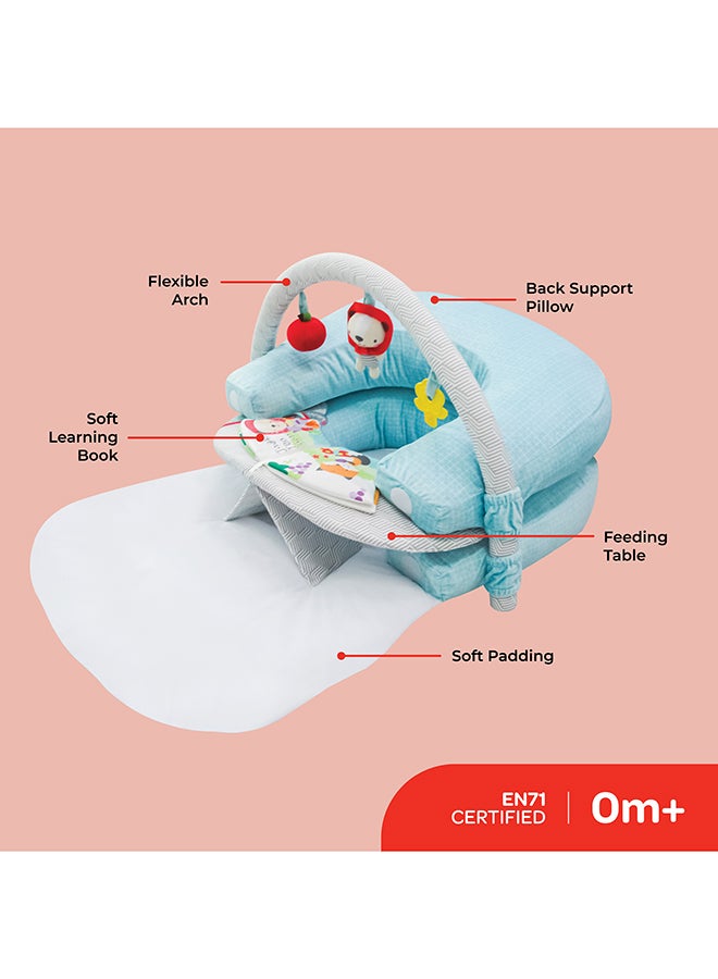 Moon Sit Feed Nap And Play Activity Floor Mat For Babies Suitable From Birth - Blue - Image 2