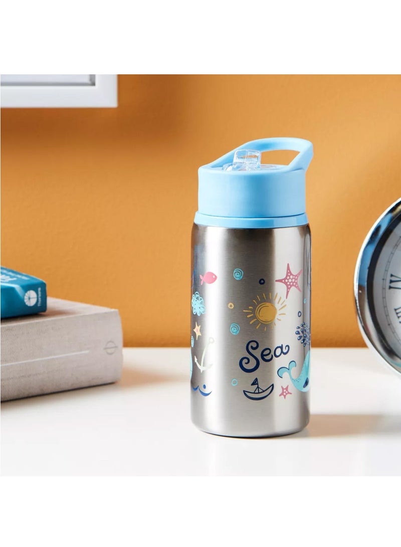 مون Single Wall SS Sipper Bottle - Blue  - Image 3
