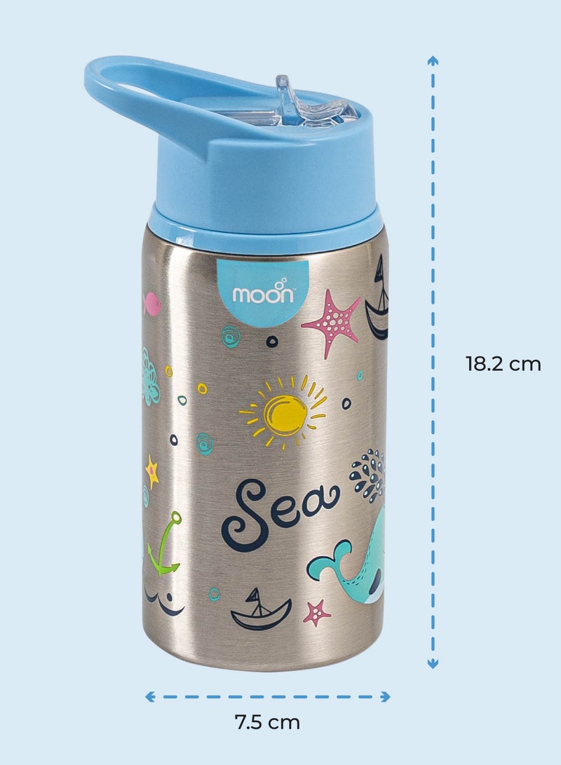 مون Single Wall SS Sipper Bottle - Blue  - Image 5