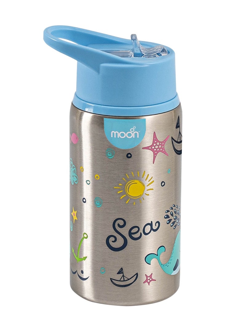 مون Single Wall SS Sipper Bottle - Blue  - Image 1
