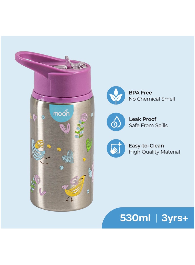 مون Single Wall SS Sipper Bottle - Purple  - Image 2