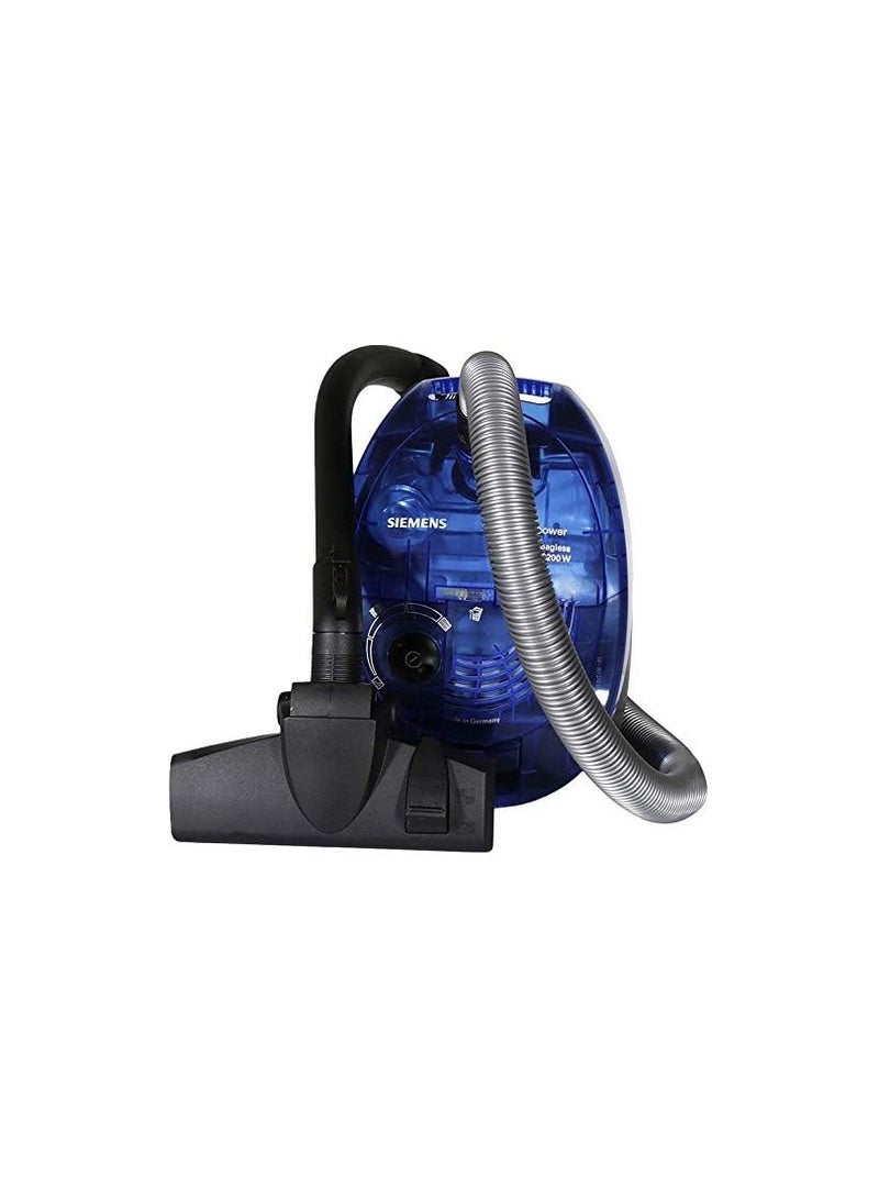 سيمنز مكنسة كهربائية سلكية VS06G208GB، 2200 واط، سعة 1 لتر، فلترة مزدوجة، نظام فلتر صحي فائق، أزرق، سهلة التنظيف والتخزين - Image 1