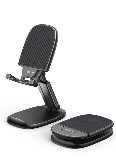 Phone Stand, Height Adjustable Phone Holder, Aluminum Foldable iPhone Stand For Desk, Stable Mobile Stand Holder Compatible With Most Phones, iPhone 15 Pro/Pro Max, Samsung Galaxy, iPad Black