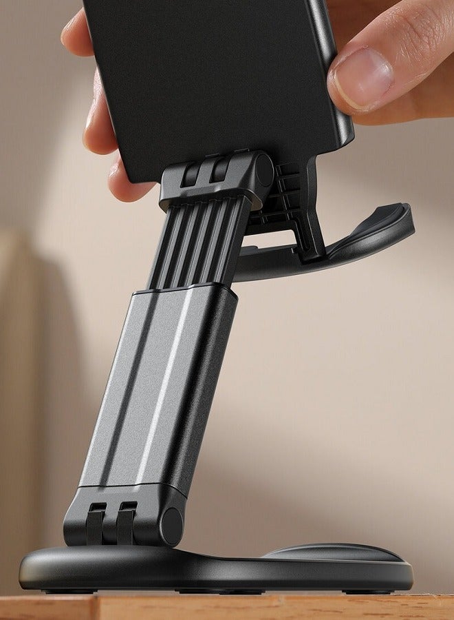 JOYROOM - Phone Stand, Height Adjustable Phone Holder, Aluminum Foldable iPhone Stand For Desk, Stable Mobile Stand Holder Compatible With Most Phones, iPhone 15 Pro/Pro Max, Samsung Galaxy, iPad Black - Image 1