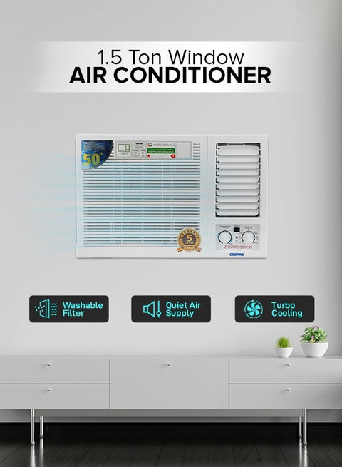 Air Conditioner, Turbo Function For quick Cooling, 1.5 Ton,  360 Degree 3D Air Delivery, Quiet Air Supply System, Washable Filter, Copper Pipe, T3 Rotary Compressor GACW18015SU White