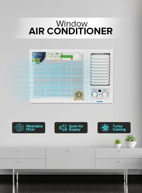 2.0 Ton Window Air Conditioner - 24000BTU Washable Filter, Auto Restart, Low Noise And Energy Saving With Quick Cooling |Auto Restart With 3 Speed, Turbo Function, 360 Degree 3D Air Delivery, GACW24057SU White