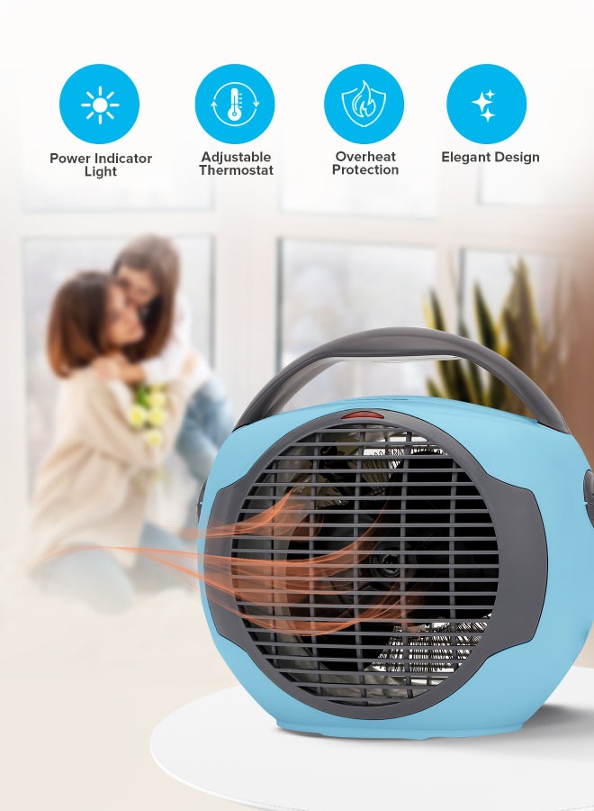 جيباس سخان مروحة GFH28561، قوتان للتسخين 1000 و 2000 واط، اختيار هواء بارد/دافئ/ساخن، ترموستات قابل للتعديل، حماية من السخونة الزائدة، مفتاح أمان ضد الانقلاب، مع ضوء مؤشر - Image 3