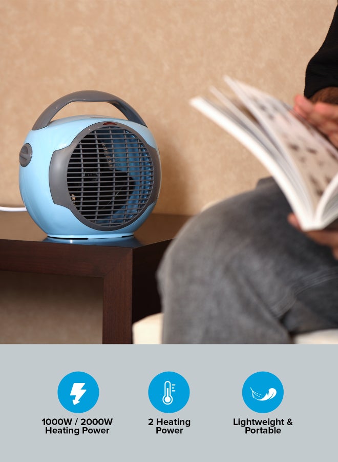 جيباس سخان مروحة GFH28561، قوتان للتسخين 1000 و 2000 واط، اختيار هواء بارد/دافئ/ساخن، ترموستات قابل للتعديل، حماية من السخونة الزائدة، مفتاح أمان ضد الانقلاب، مع ضوء مؤشر - Image 2