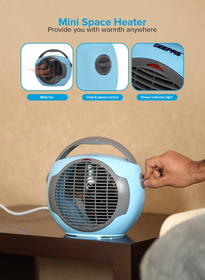 جيباس سخان مروحة GFH28561، قوتان للتسخين 1000 و 2000 واط، اختيار هواء بارد/دافئ/ساخن، ترموستات قابل للتعديل، حماية من السخونة الزائدة، مفتاح أمان ضد الانقلاب، مع ضوء مؤشر - Image 4