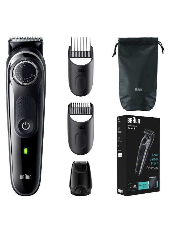 براون ماكينة تشذيب اللحية من السلسلة 3 مع شفرة حادة للغاية، 40 إعدادًا للطول - Image 1