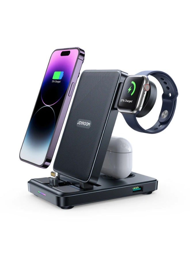 JOYROOM - JR-WQS02 4-in-1 Foldable Charging Station (Lightning Version) Black - Image 1