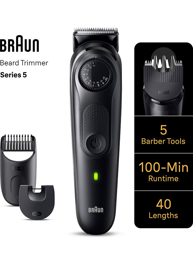 BRAUN Beard Trimmer Series 5 5420, Trimmer For Men With Styling Tools And 100-Min Runtime Black - Image 4