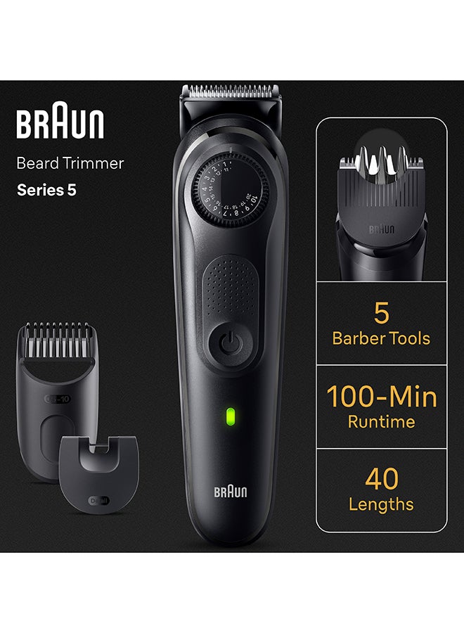 BRAUN Beard Trimmer Series 5 5420, Trimmer For Men With Styling Tools And 100-Min Runtime Black - Image 5