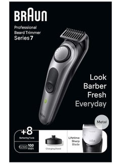 BRAUN Series 7 Men's Beard Trimmer with Best PRO Blade, 40 Adjustable Lengths, Beard Template, Cordless Waterproof Design  - Image 4