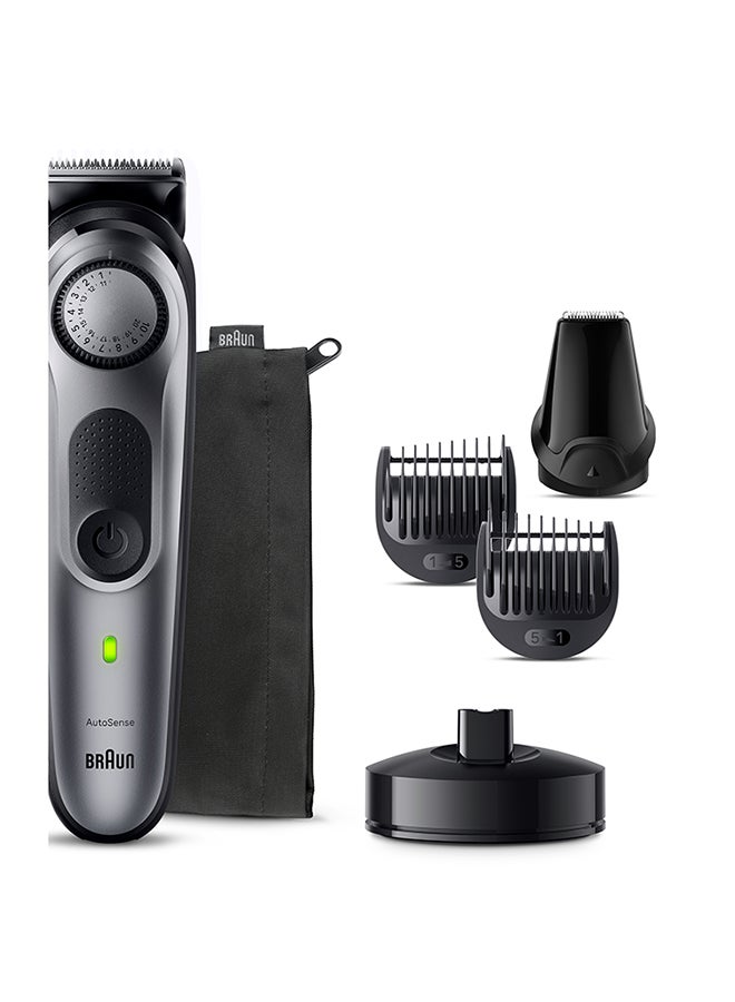 BRAUN Beard Trimmer Series 7 7420, Trimmer For Men With Barber Tools And 100-Min Runtime Silver/Black - Image 3