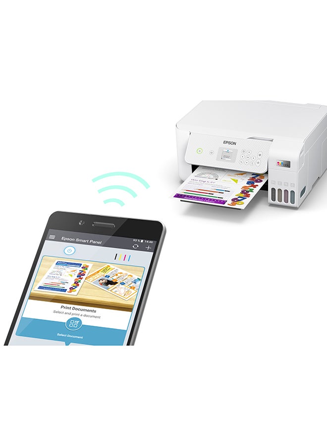 EPSON - EcoTank L3266 Home ink tank printer A4, colour, 3-in-1 printer with WiFi and SmartPanel App connectivity White - Image 1